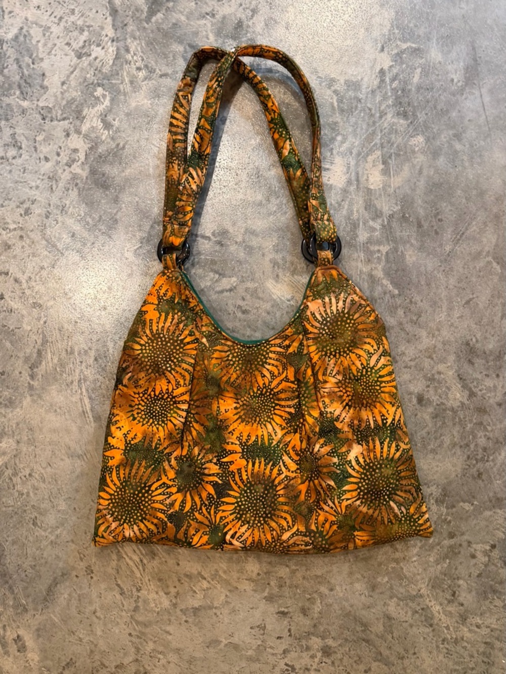 Sunflower-Print Orange Tote Bag
